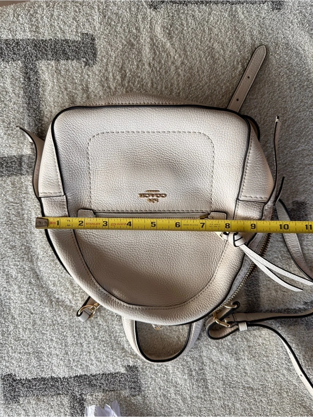 Coach Chalk Pebbled Leather Mini Backpack with Gold Hardware